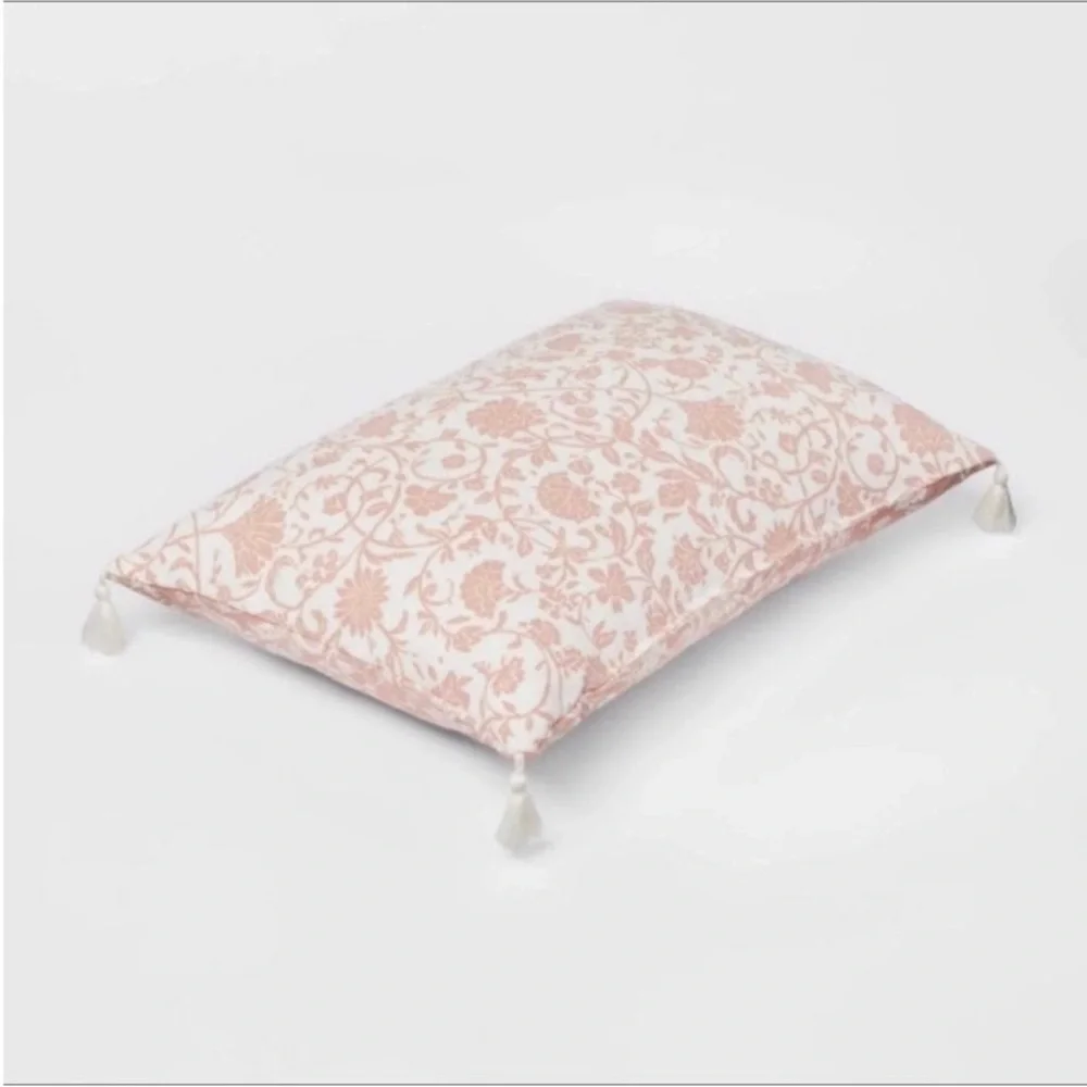 Floral-Printed Reversible Lumbar Throw Rose & Cream Pillow - Threshold